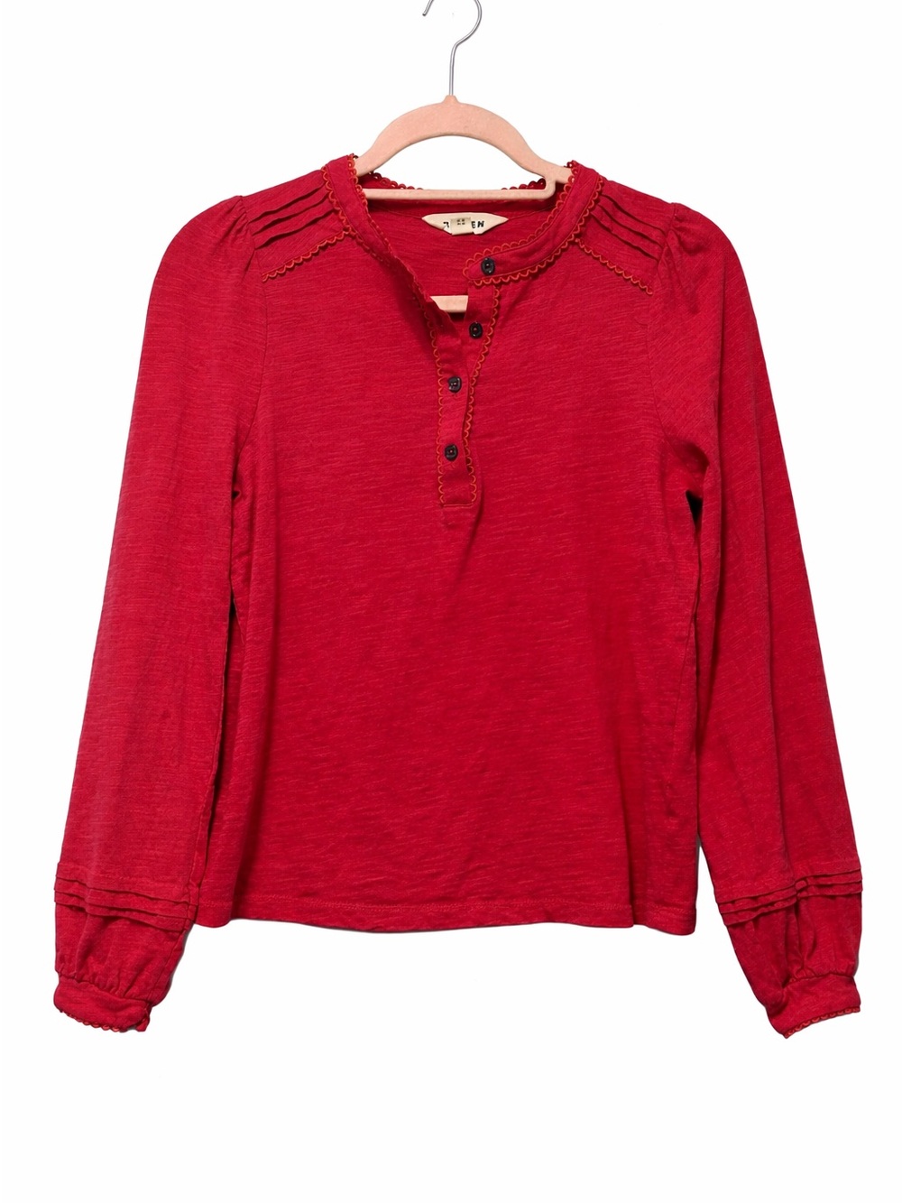 BODEN Cotton Puff Long Sleeve Henley Top Size 6